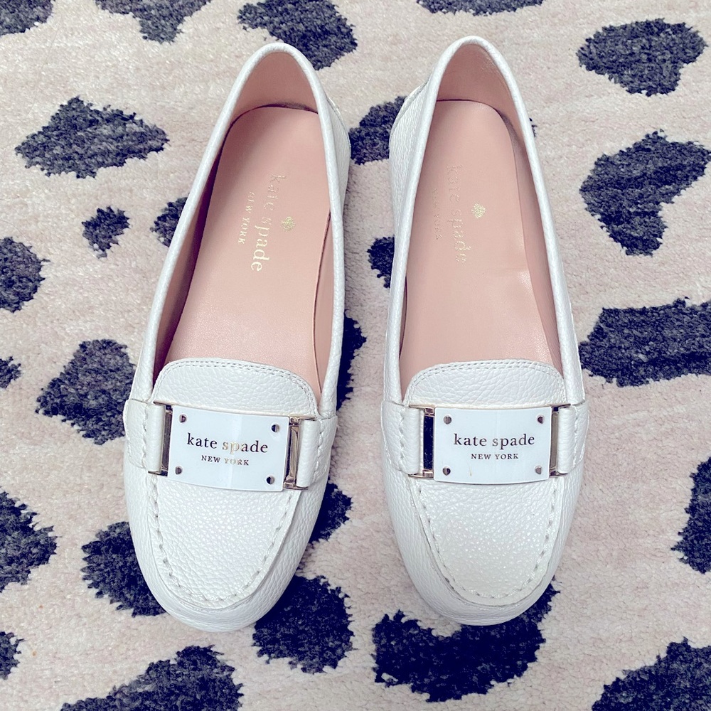 Kate Spade white loafers
